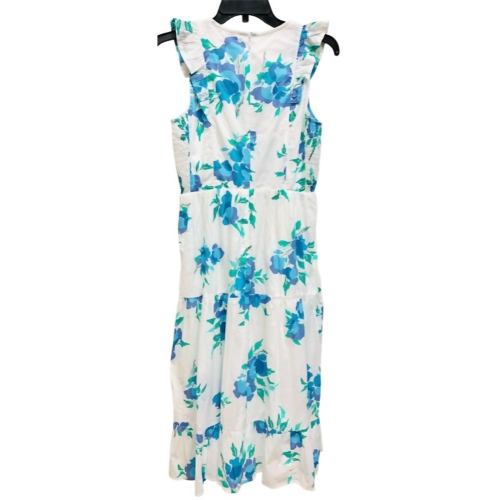 J. Crew Floral Printed V-Neck Smocked Ruffle Sleeveless Dress Size 0 NWT - Picture 5 of 8